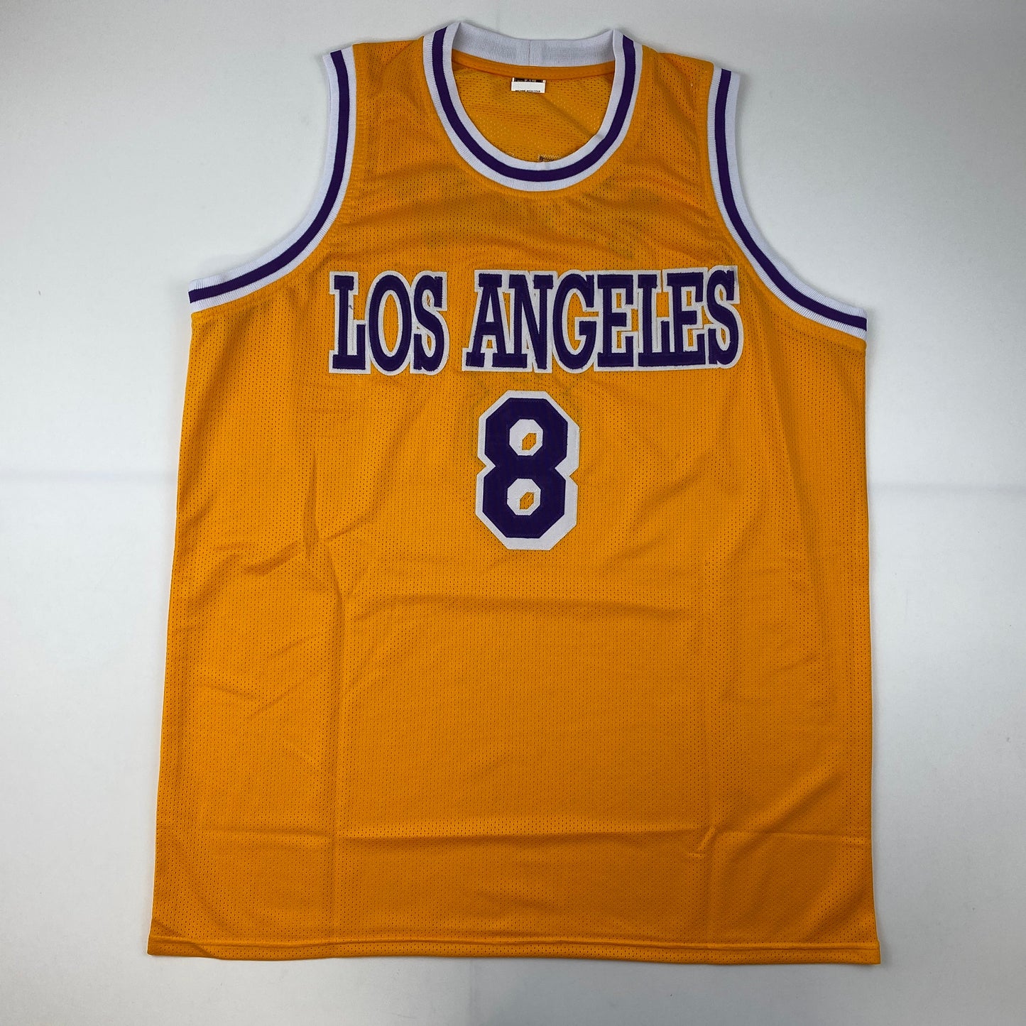 Facsimile Autographed Kobe Bryant #8 Los Angeles LA Yellow Reprint Laser Auto Basketball Jersey Size Men's XL