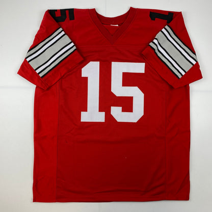 Facsimile Autographed Ezekiel Elliott Ohio State Red Reprint Laser Auto College Football Jersey Size Men's XL