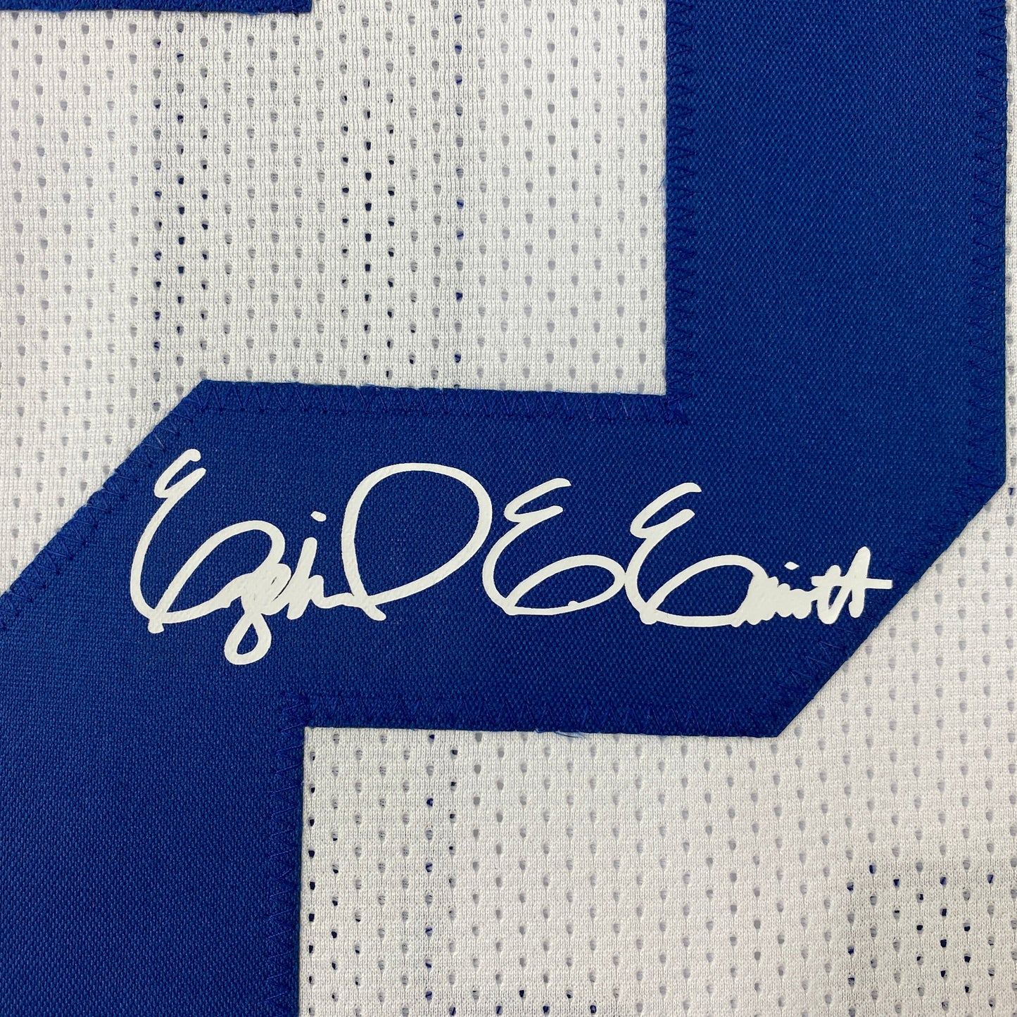 Facsimile Autographed Ezekiel Elliott Dallas White Reprint Laser Auto Football Jersey Size Men's XL