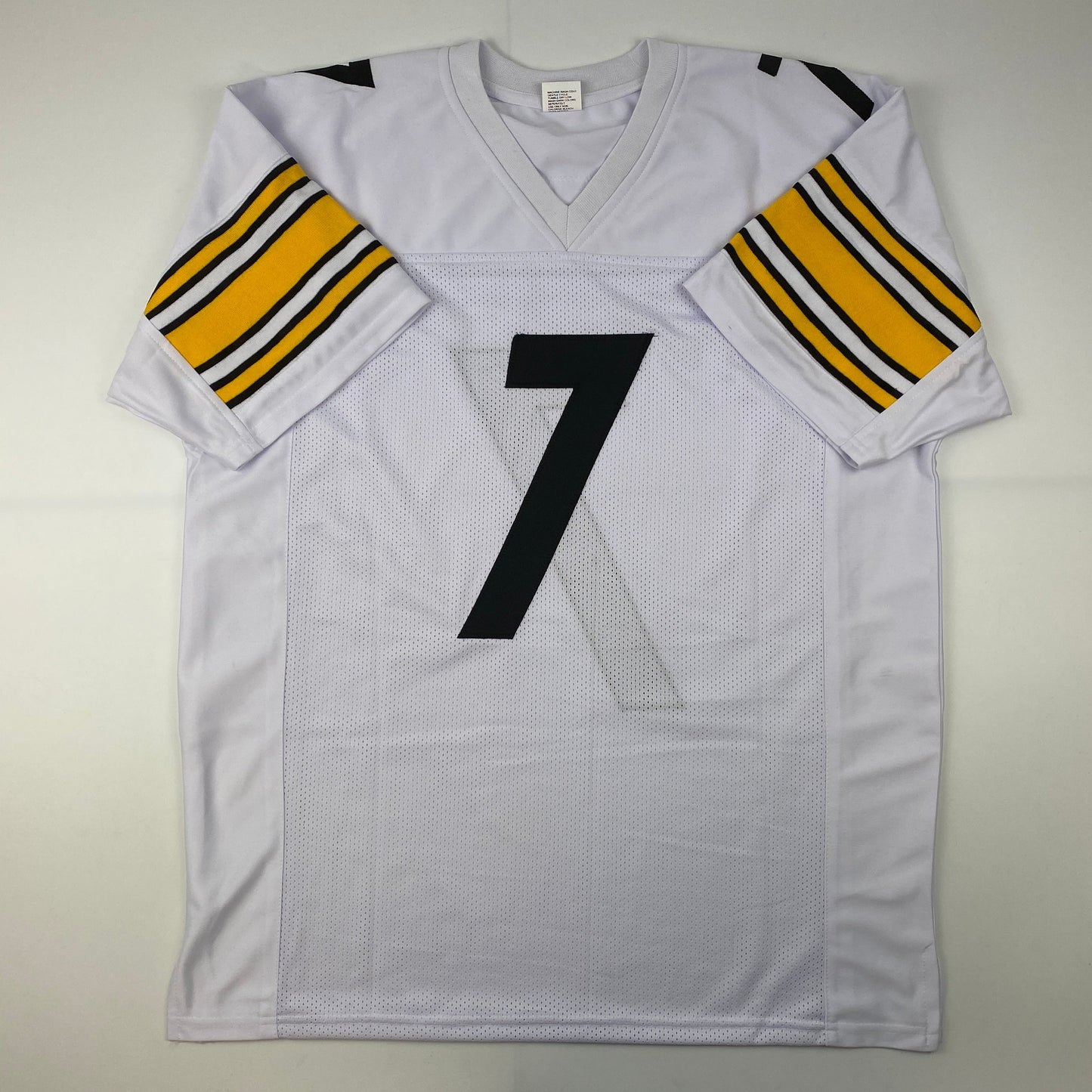 Facsimile Autographed Ben Roethlisberger Pittsburgh White Reprint Laser Auto Football Jersey Size Men's XL