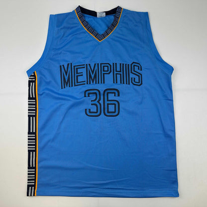 Facsimile Autographed Marcus Smart Memphis Light Blue Reprint Laser Auto Basketball Jersey Size Men's XL