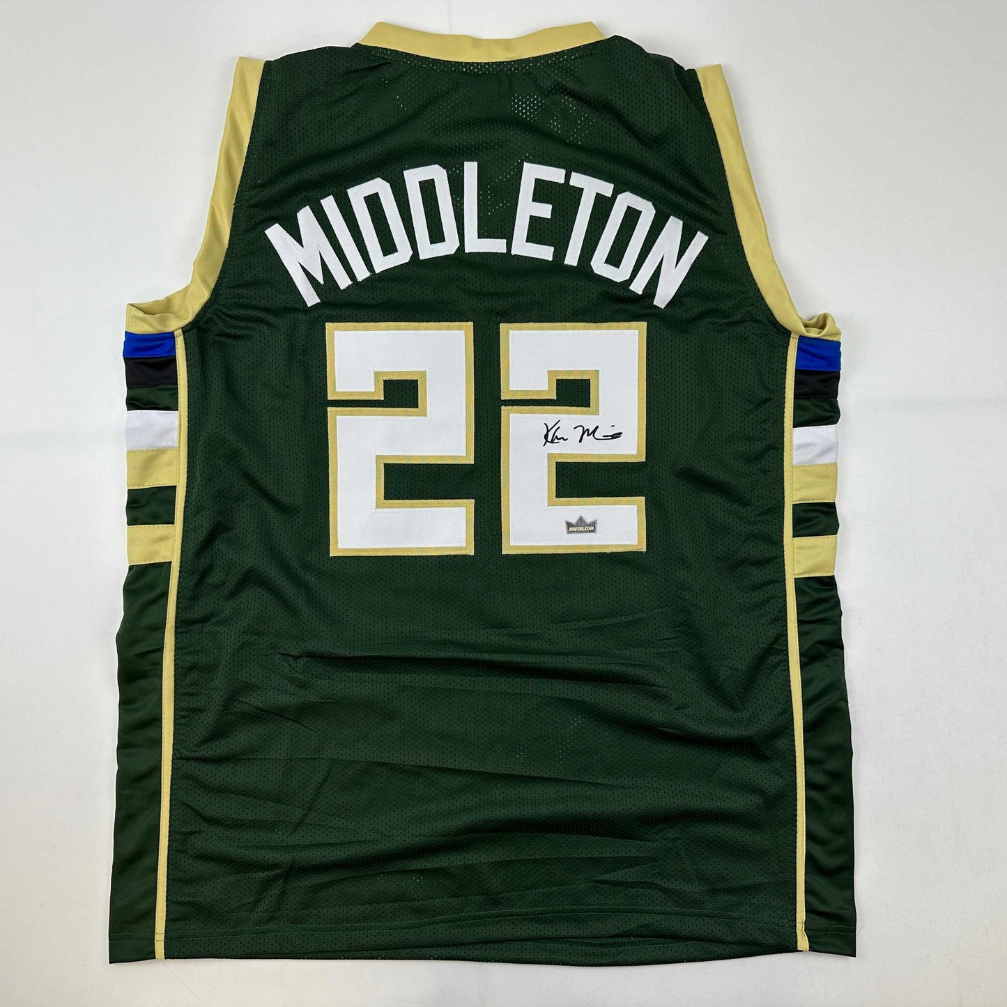 Facsimile Autographed Khris Middleton Milwaukee Green Reprint Laser Auto Basketball Jersey Size Men's XL