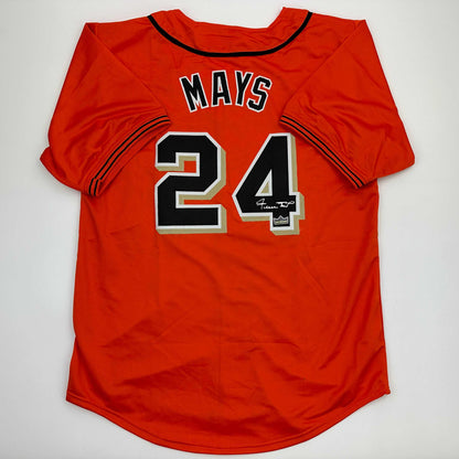 Facsimile Autographed Willie Mays San Francisco Orange Reprint Laser Auto Baseball Jersey Size Men's XL