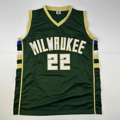 Facsimile Autographed Khris Middleton Milwaukee Green Reprint Laser Auto Basketball Jersey Size Men's XL