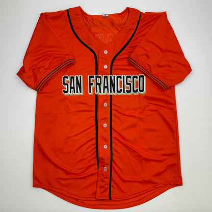 Facsimile Autographed Willie Mays San Francisco Orange Reprint Laser Auto Baseball Jersey Size Men's XL