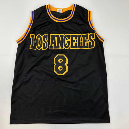 Facsimile Autographed Kobe Bryant #8 Black Mamba Los Angeles LA Reprint Laser Auto Basketball Jersey Size Men's XL
