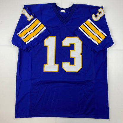 Facsimile Autographed Dan Marino Pittsburgh Blue Reprint Laser Auto College Football Jersey Size Men's XL