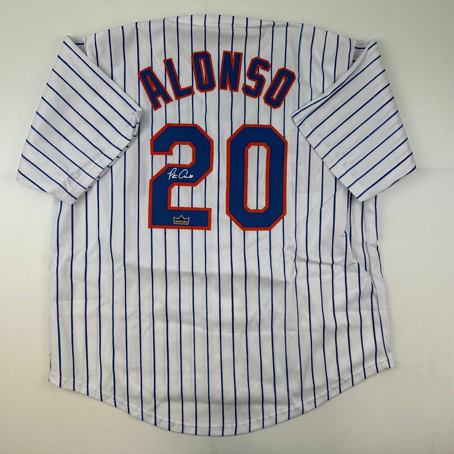 Facsimile Autographed Pete Alonso New York Pinstripe Reprint Laser Auto Baseball Jersey Size Men's XL