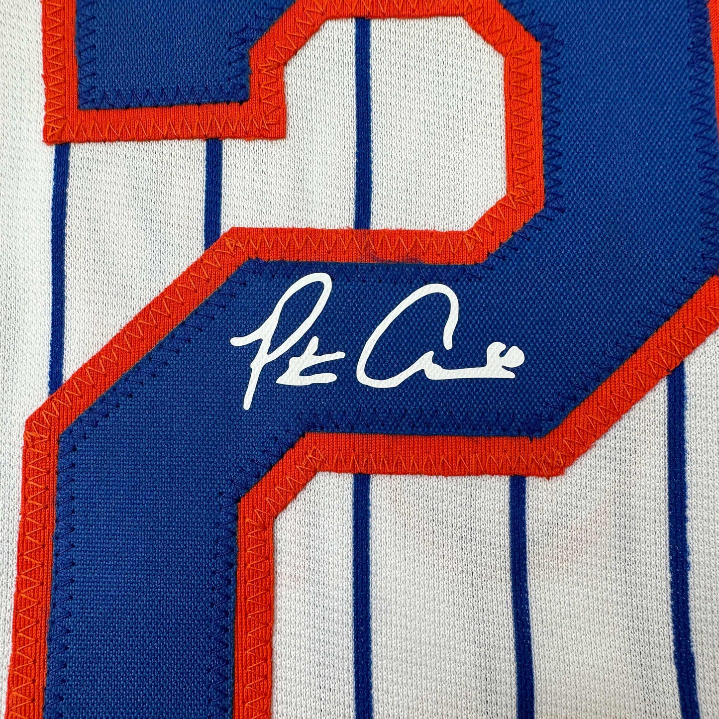 Facsimile Autographed Pete Alonso New York Pinstripe Reprint Laser Auto Baseball Jersey Size Men's XL