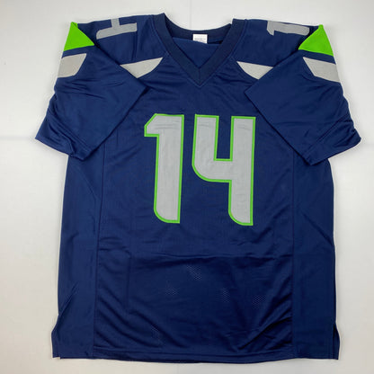 Facsimile Autographed D.K. DK Metcalf Seattle Blue Reprint Laser Auto Football Jersey Size Men's XL