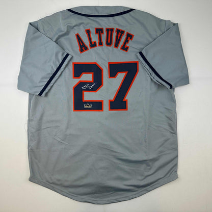 Facsimile Autographed Jose Altuve Houston Grey Reprint Laser Auto Baseball Jersey Size Men's XL