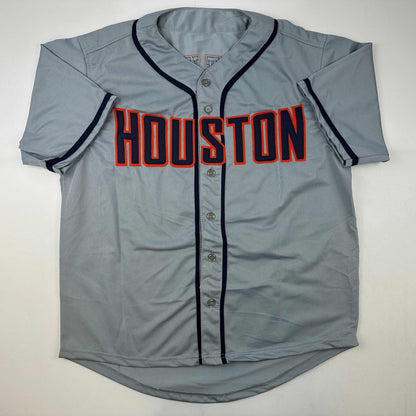 Facsimile Autographed Jose Altuve Houston Grey Reprint Laser Auto Baseball Jersey Size Men's XL