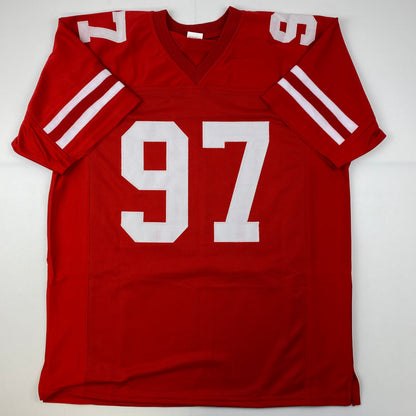 Facsimile Autographed Nick Bosa San Francisco Red Reprint Laser Auto Football Jersey Size Men's XL