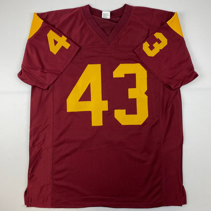 Facsimile Autographed Troy Polamalu USC Maroon Reprint Laser Auto College Football Jersey Size Men's XL