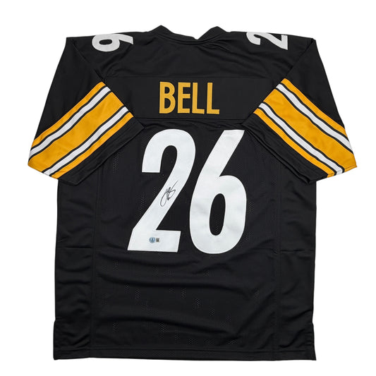 Autographed/Signed Le'Veon LeVeon Bell Pittsburgh Black Football Jersey Beckett BAS COA