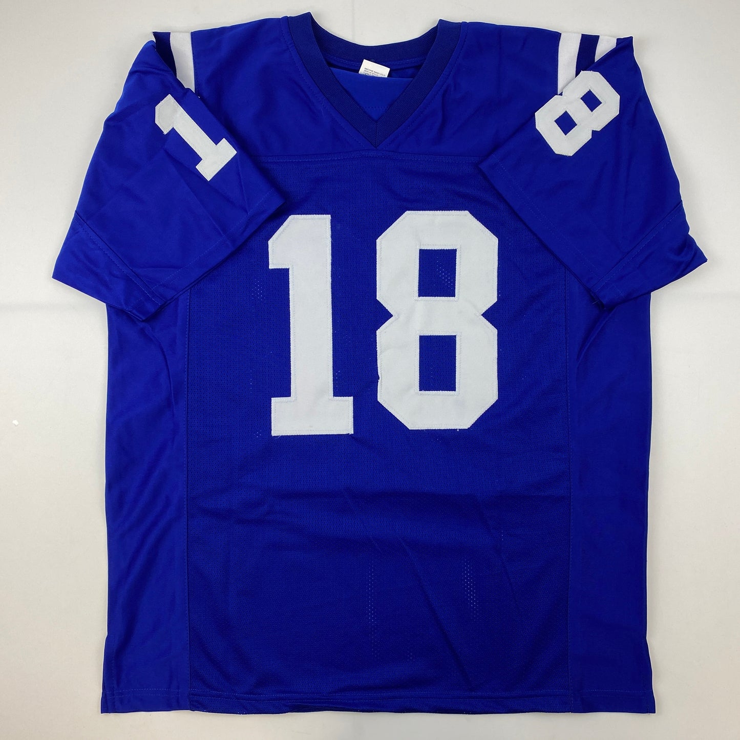 Facsimile Autographed Peyton Manning Indianapolis Blue Reprint Laser Auto Football Jersey Size Men's XL