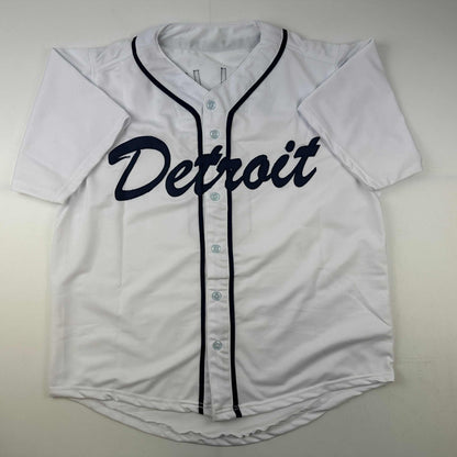 Facsimile Autographed Al Kaline Detroit White Reprint Laser Auto Baseball Jersey Size Men's XL