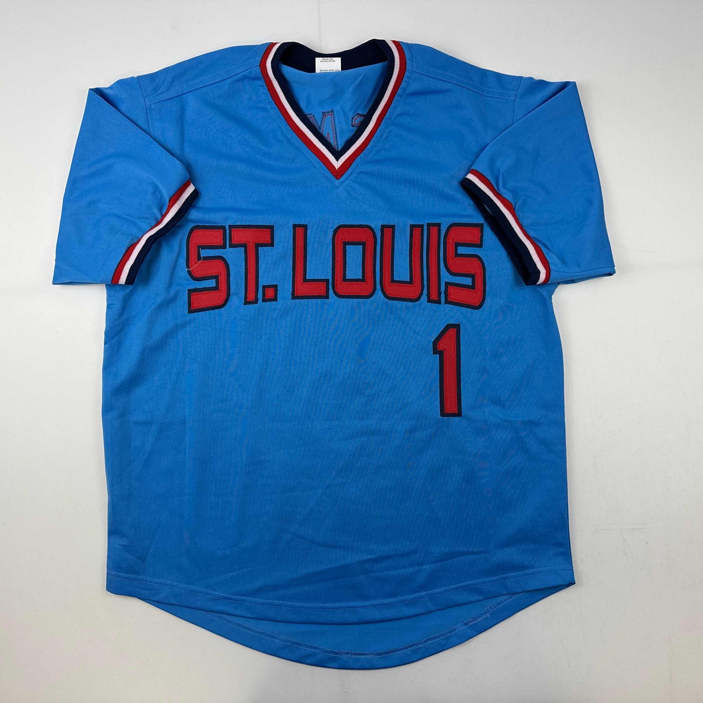 Facsimile Autographed Ozzie Smith St. Louis Blue Reprint Laser Auto Baseball Jersey Size Men's XL