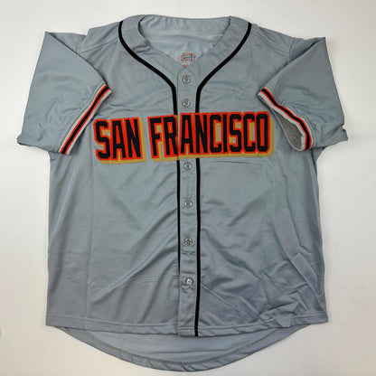 Facsimile Autographed Buster Posey San Francisco Grey Reprint Laser Auto Baseball Jersey Size Men's XL
