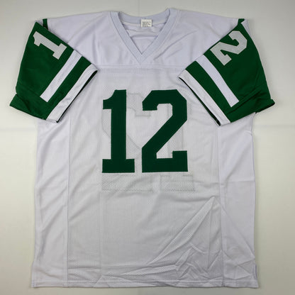Facsimile Autographed Joe Namath New York White Reprint Laser Auto Football Jersey Size Men's XL