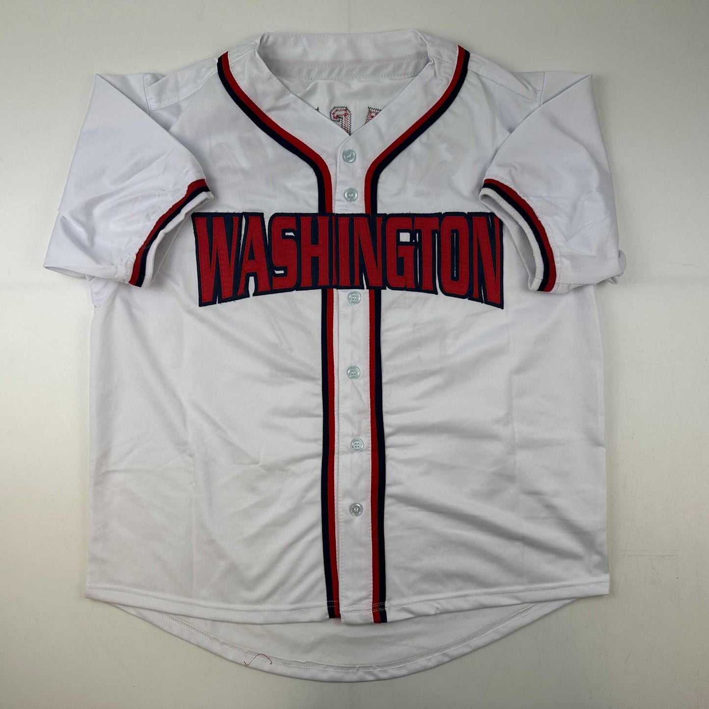 Facsimile Autographed Stephen Strasburg Washington White Reprint Laser Auto Baseball Jersey Size Men's XL