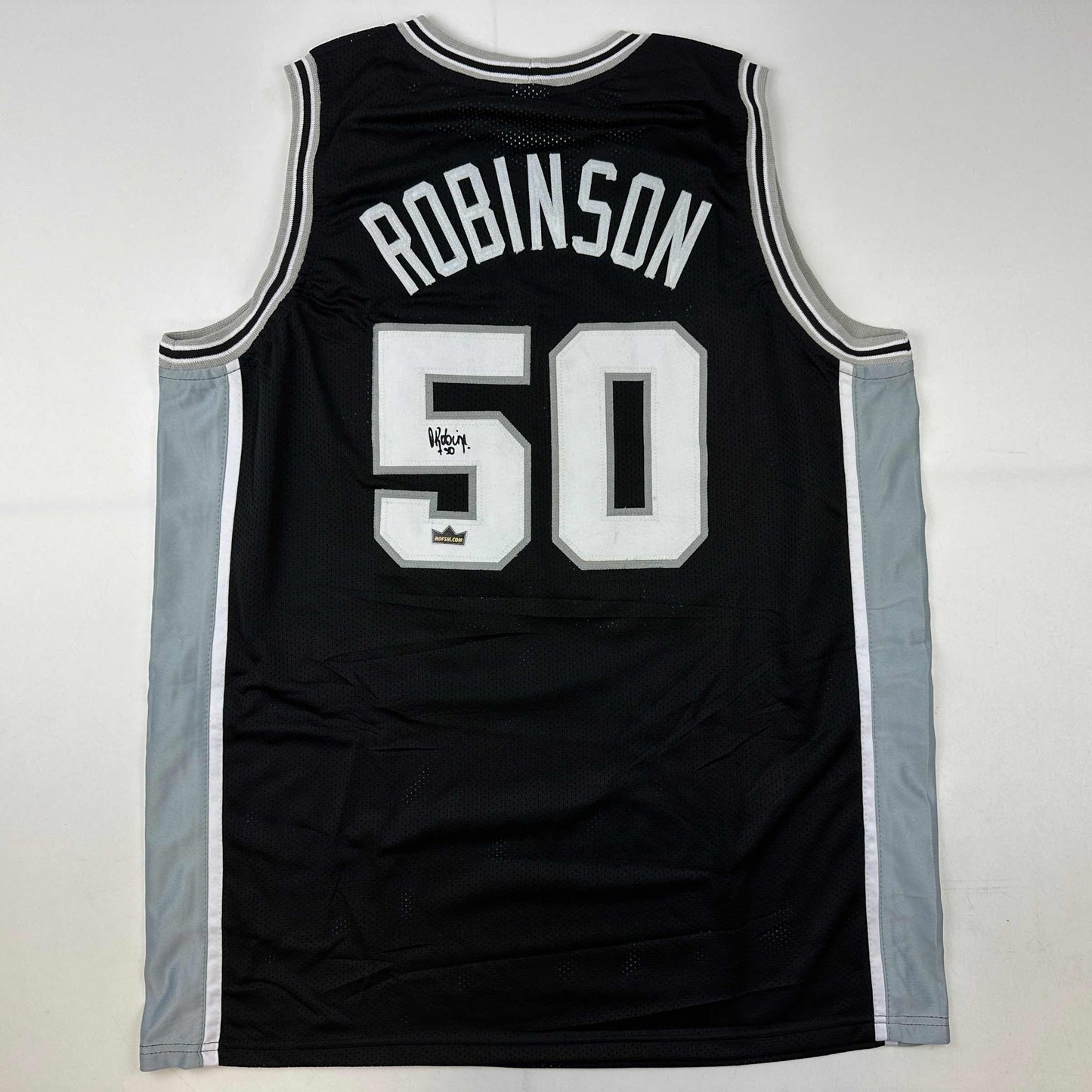 Facsimile Autographed David Robinson San Antonio Black Reprint Laser Auto Basketball Jersey Size Men's XL