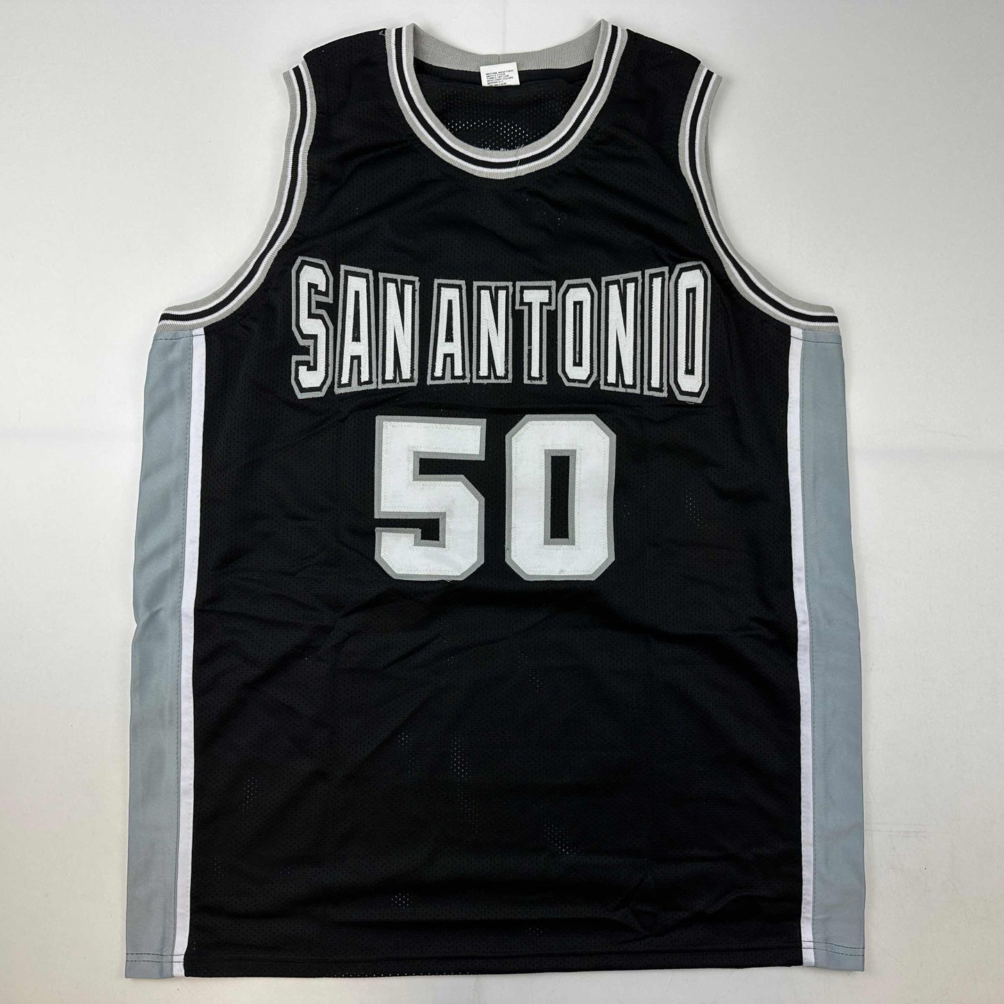 Facsimile Autographed David Robinson San Antonio Black Reprint Laser Auto Basketball Jersey Size Men's XL