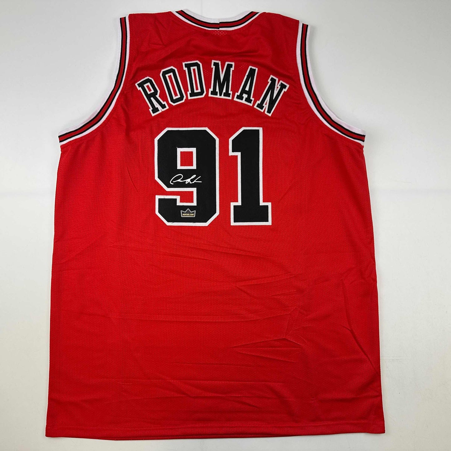Facsimile Autographed Dennis Rodman Chicago Red Reprint Laser Auto Basketball Jersey Size Men's XL