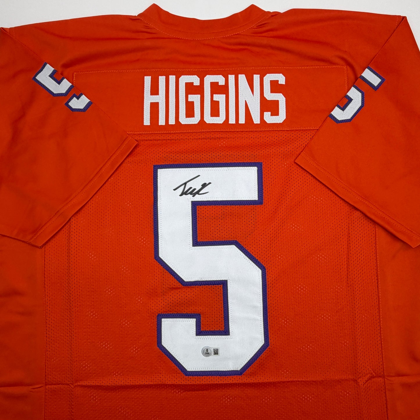 Autographed/Signed Tee Higgins Clemson Orange College Football Jersey Beckett BAS COA