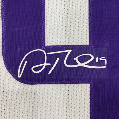 Facsimile Autographed Adam Thielen Minnesota White Reprint Laser Auto Football Jersey Size Men's XL
