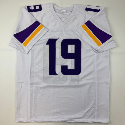 Facsimile Autographed Adam Thielen Minnesota White Reprint Laser Auto Football Jersey Size Men's XL