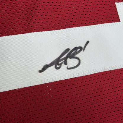 Autographed/Signed AJ A.J. Brown Ole Miss Red College Football Jersey Beckett BAS COA