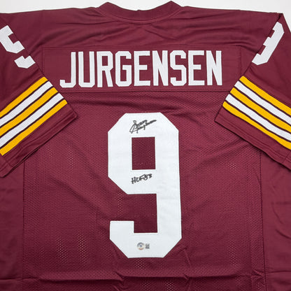 Autographed/Signed Sonny Jurgensen HOF 83 Washington Burgundy Football Jersey Beckett BAS COA