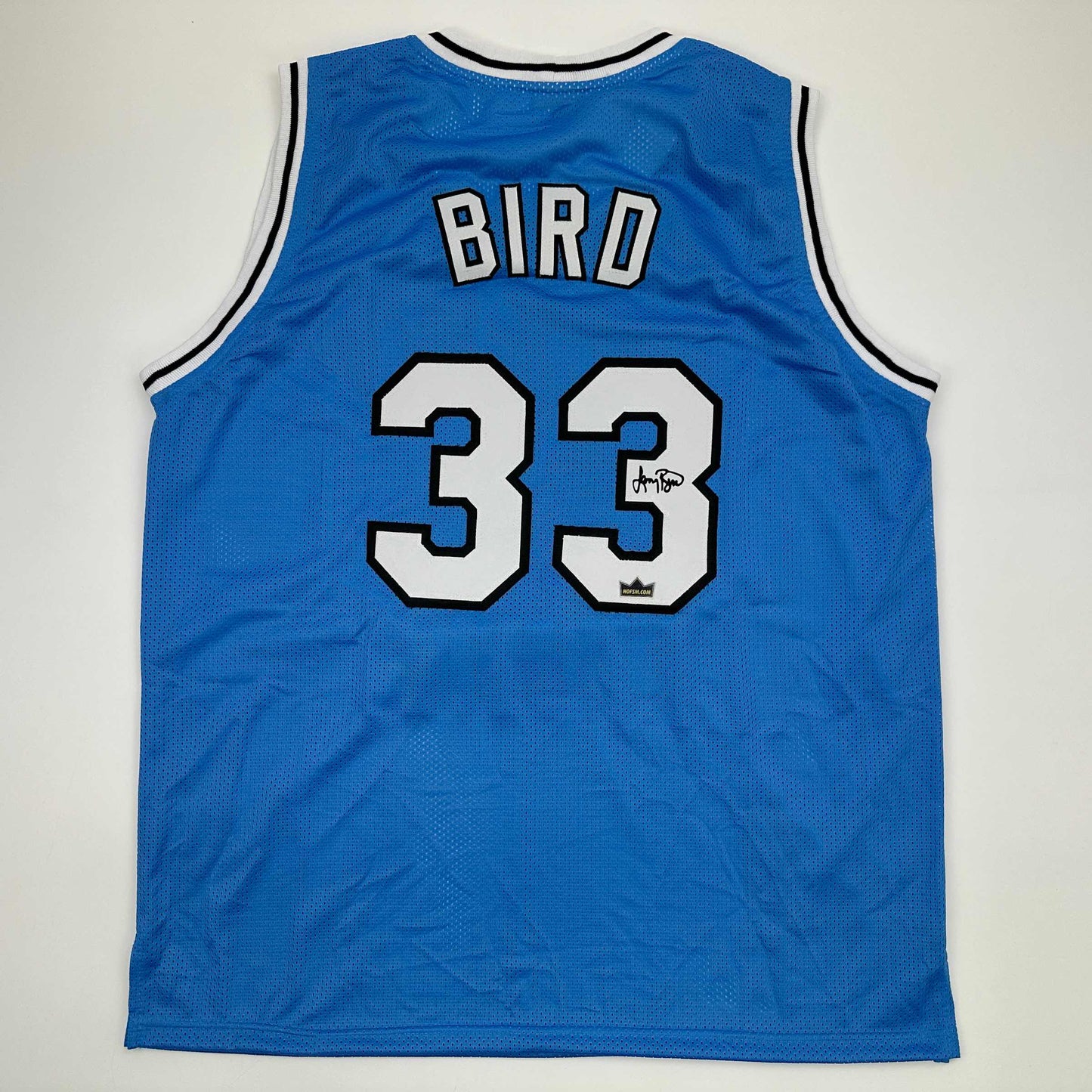 Facsimile Autographed Larry Bird Indiana State Blue Reprint Laser Auto College Basketball Jersey Size Men's XL