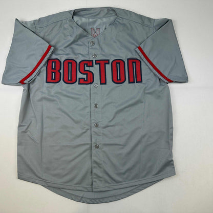 Facsimile Autographed Roger Clemens Boston Grey Reprint Laser Auto Baseball Jersey Size Men's XL