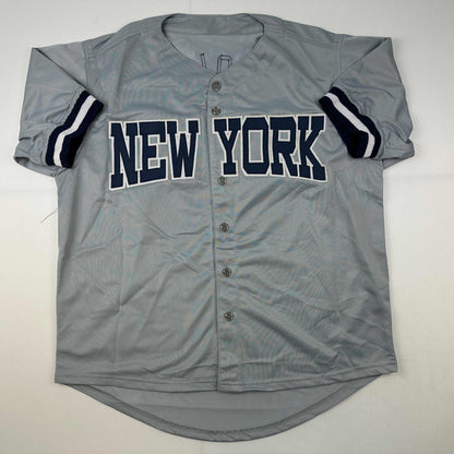 Facsimile Autographed Gerrit Cole New York Grey Reprint Laser Auto Baseball Jersey Size Men's XL
