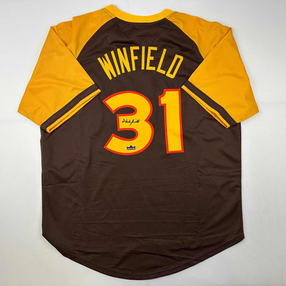 Facsimile Autographed Dave Winfield San Diego Brown Reprint Laser Auto Baseball Jersey Size Men's XL