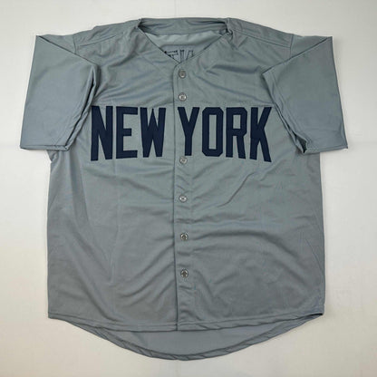 Facsimile Autographed Mickey Mantle New York Grey Reprint Laser Auto Baseball Jersey Size Men's XL
