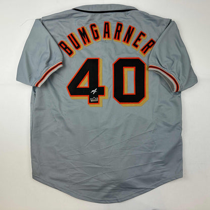 Facsimile Autographed Madison Bumgarner San Francisco Grey Reprint Laser Auto Baseball Jersey Size Men's XL