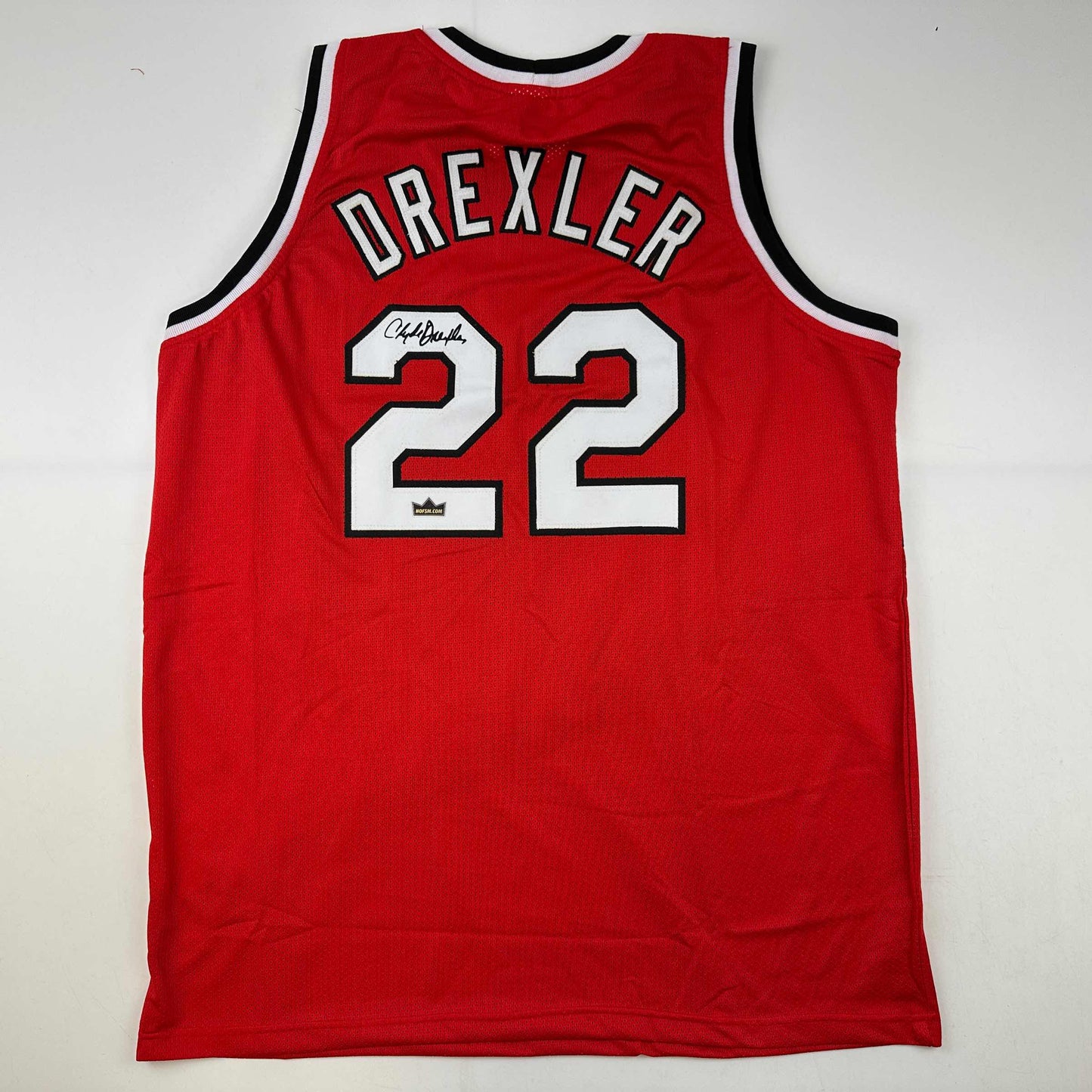 Facsimile Autographed Clyde Drexler Portland Red Reprint Laser Auto Basketball Jersey Size Men's XL