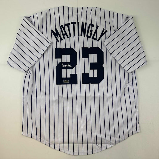 Facsimile Autographed Don Mattingly New York Pinstripe Reprint Laser Auto Baseball Jersey Size Men's XL