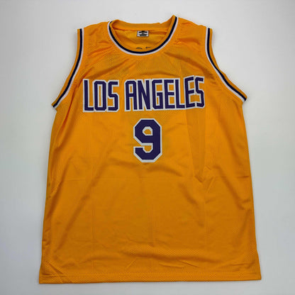 Facsimile Autographed Bronny James Jr. Los Angeles LA Yellow Reprint Laser Auto Basketball Jersey Size Men's XL