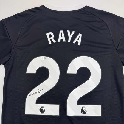 Autographed/Signed David Raya Arsenal Black Soccer Jersey Beckett BAS COA