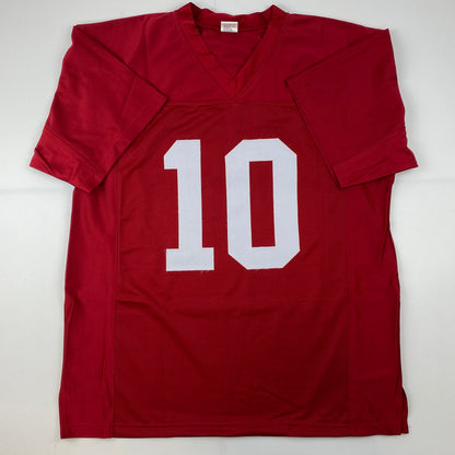 Facsimile Autographed Mac Jones Alabama Red Reprint Laser Auto College Football Jersey Size Men's XL