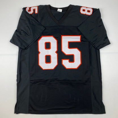 Autographed/Signed Chad Johnson Ochocinco Cincinnati Black Retro Football Jersey JSA COA