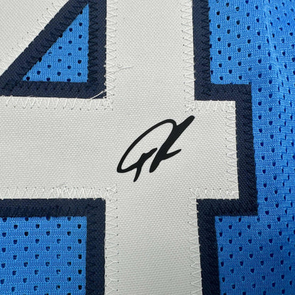 Facsimile Autographed Giannis Antetokounmpo Greece Light Blue Reprint Laser Auto Basketball Jersey Size Men's XL