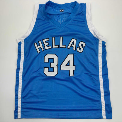 Facsimile Autographed Giannis Antetokounmpo Greece Light Blue Reprint Laser Auto Basketball Jersey Size Men's XL