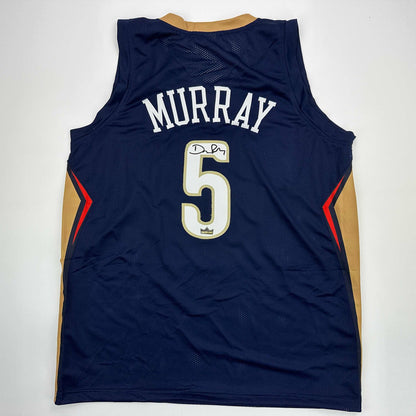 Facsimile Autographed Dejounte Murray New Orleans Blue Reprint Laser Auto Basketball Jersey Size Men's XL