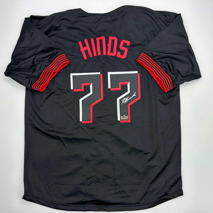 Facsimile Autographed Rece Hinds Cincinnati Black City Connect Reprint Laser Auto Baseball Jersey Size Men's XL