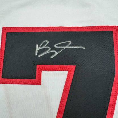 Autographed/Signed Brady Tkachuk Ottawa White Hockey Jersey JSA COA
